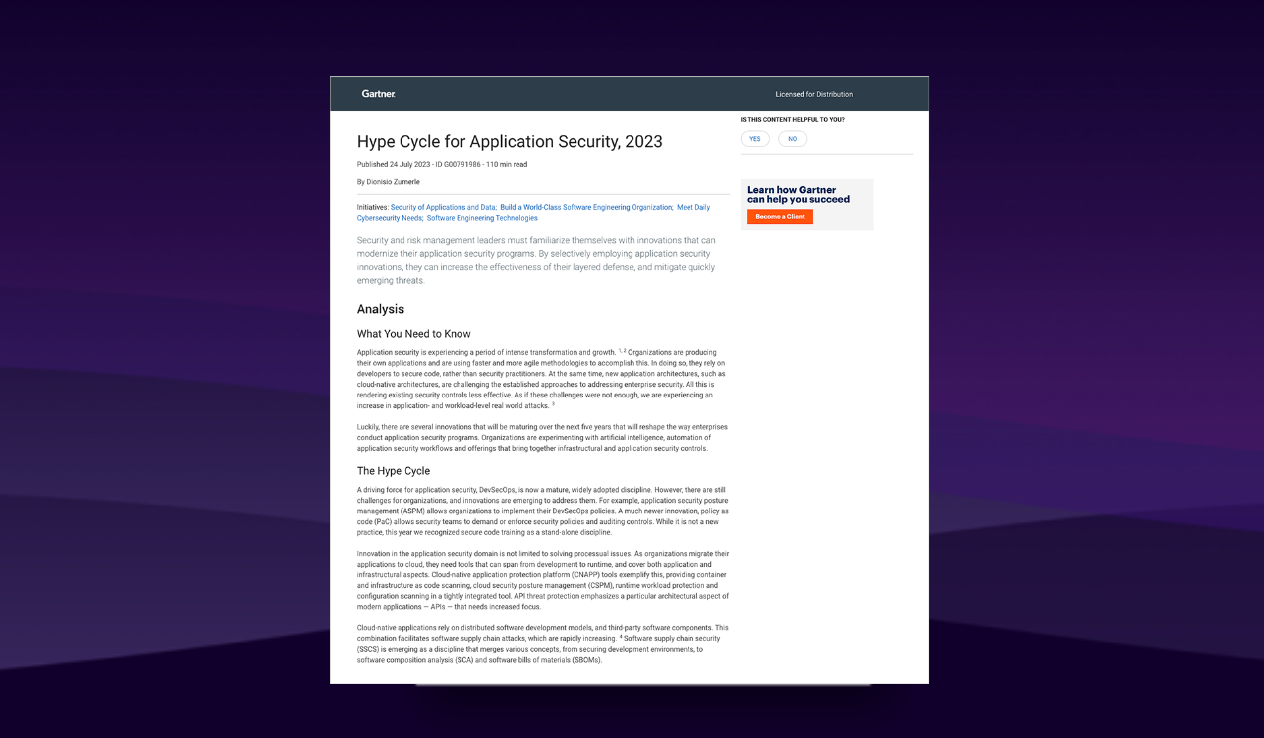 Gartner® Report: Hype Cycle™ for Application Security, 2023