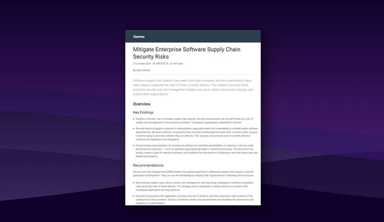 Gartner® Report: Mitigate Enterprise Software Supply Chain Security Risks